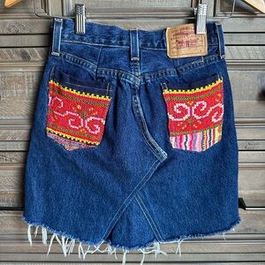 Tricia Fix Skirt Size 24 Redone Vintage Levi’s  Denim Boho Westernwear